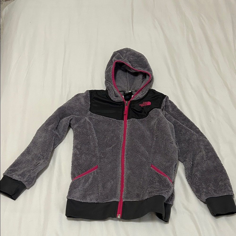 The North Face Kids Charcoal and Magenta Fleece Hoodie